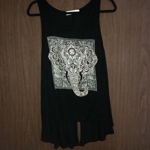Black Fab’rik tank top with gold elephant!